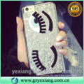 Mobile phone accessories long eyelash bling big eyes design pc phone cover case for iphone 6 4.7 cell phone back cover case
